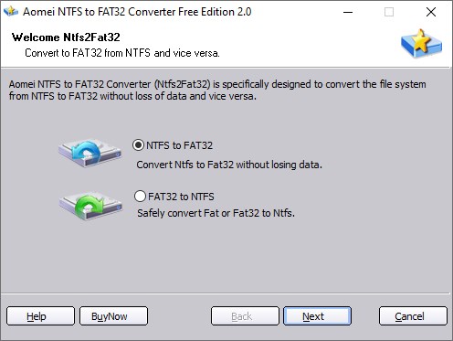 AOMEI NTFS to FAT32 Converter 